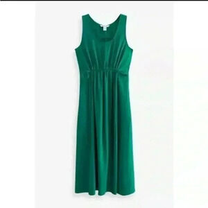 NEW ATHLETA Echo Sleeveless Midi Dress Casual Ruched Stretch